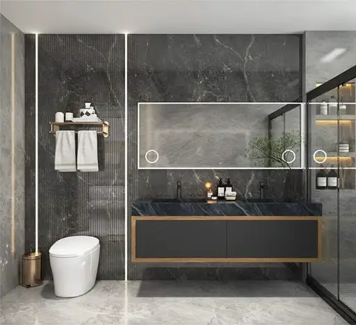 [OBV22-EN] Black Bathroom Vanity with Blue Grey Countertop OBV22-EN